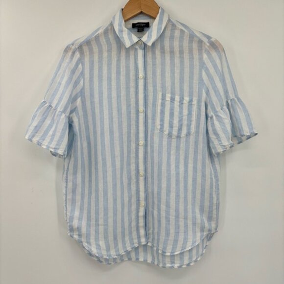 Lord  Taylor Linen Striped Vertical BlouseButton Up Size Small - Picture 2 of 8